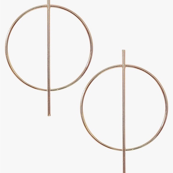 Gold Minimalist Geo Bar Hoops - Picture 7 of 8